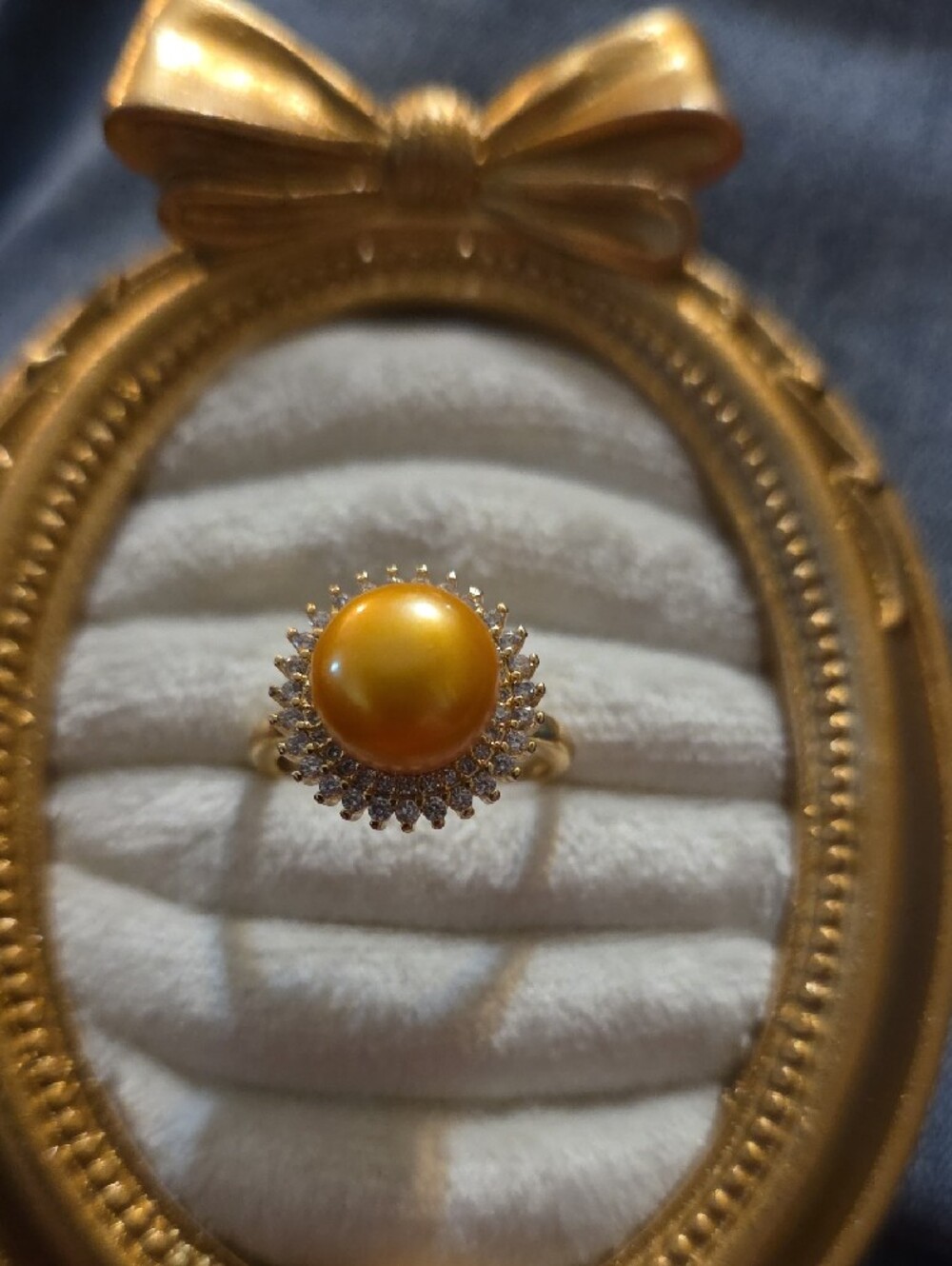 Gold-Tone Yellow Sunburst Pearl Ring